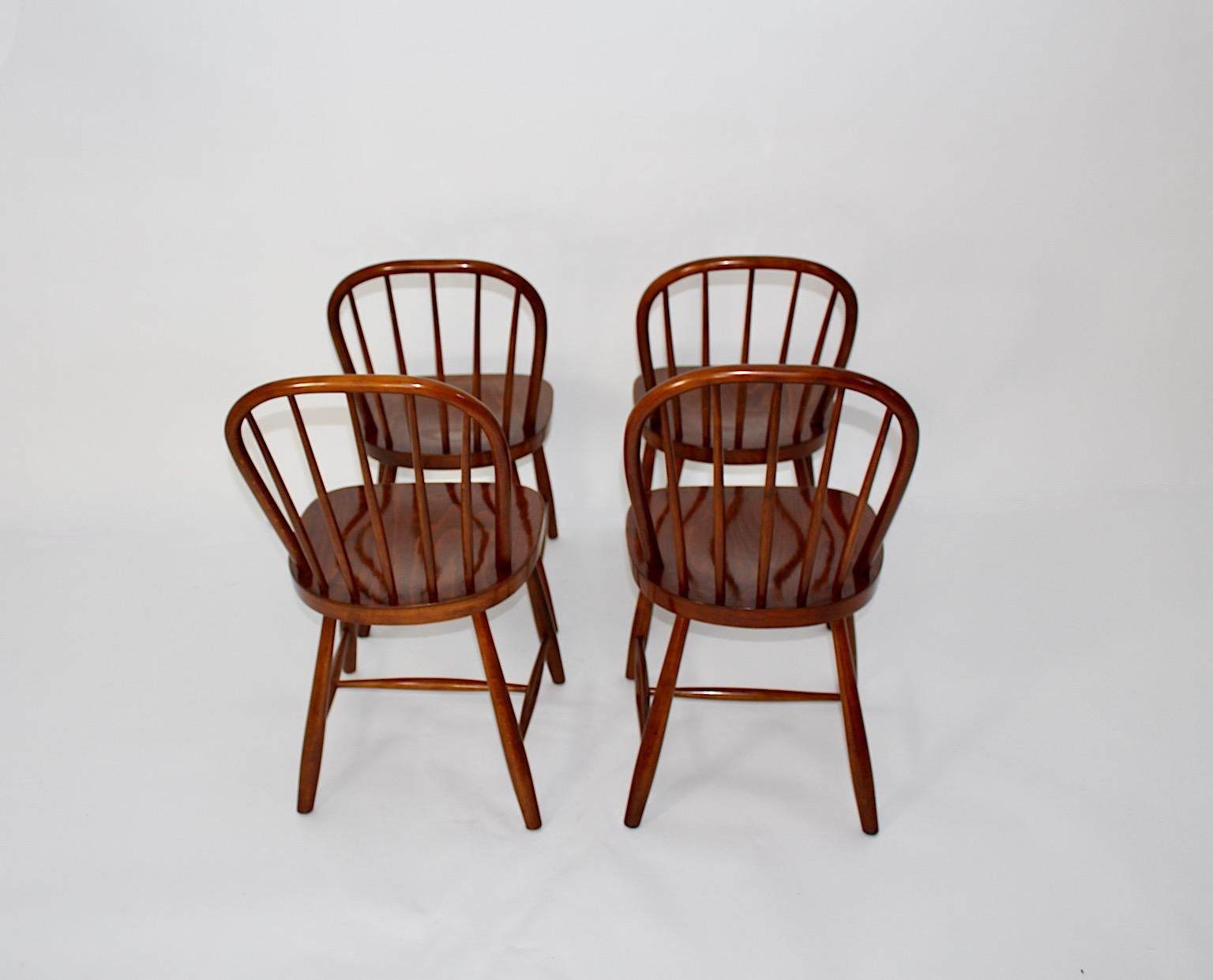 Art Deco Vintage Beech Windsor Dining Room Chairs Four Josef Frank 1920s Vienna For Sale 9