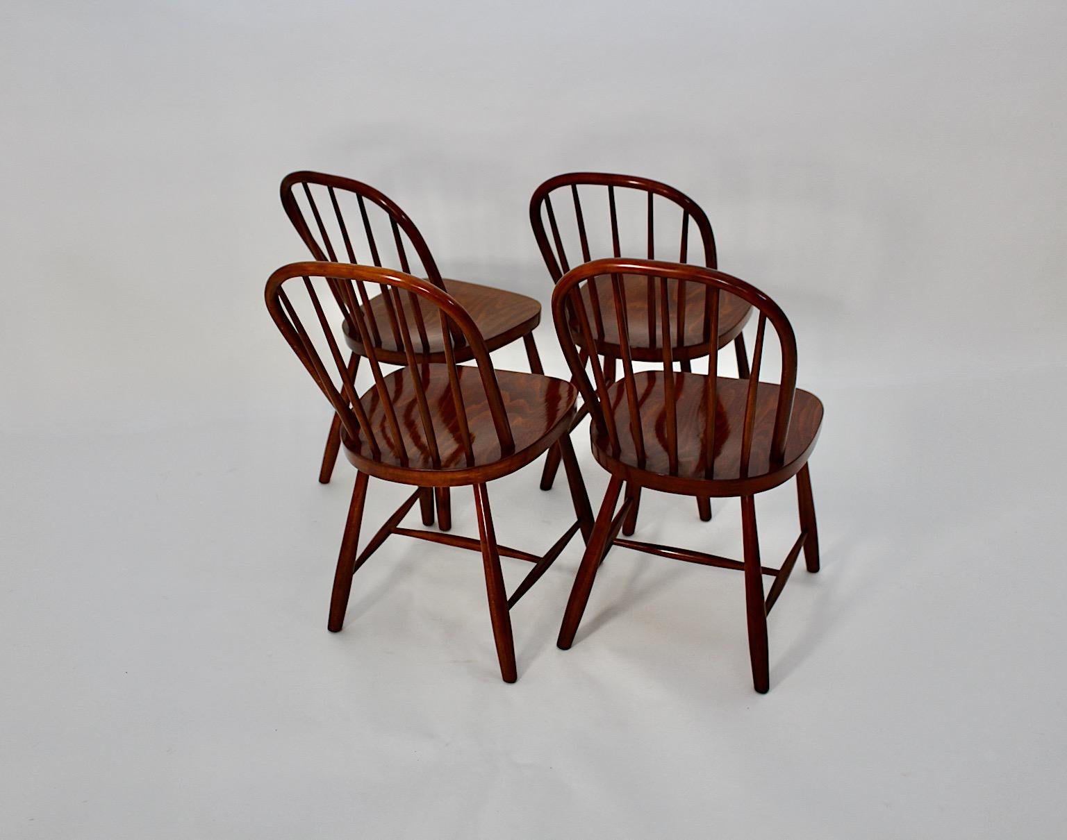 Art Deco Vintage Beech Windsor Dining Room Chairs Four Josef Frank 1920s Vienna For Sale 10