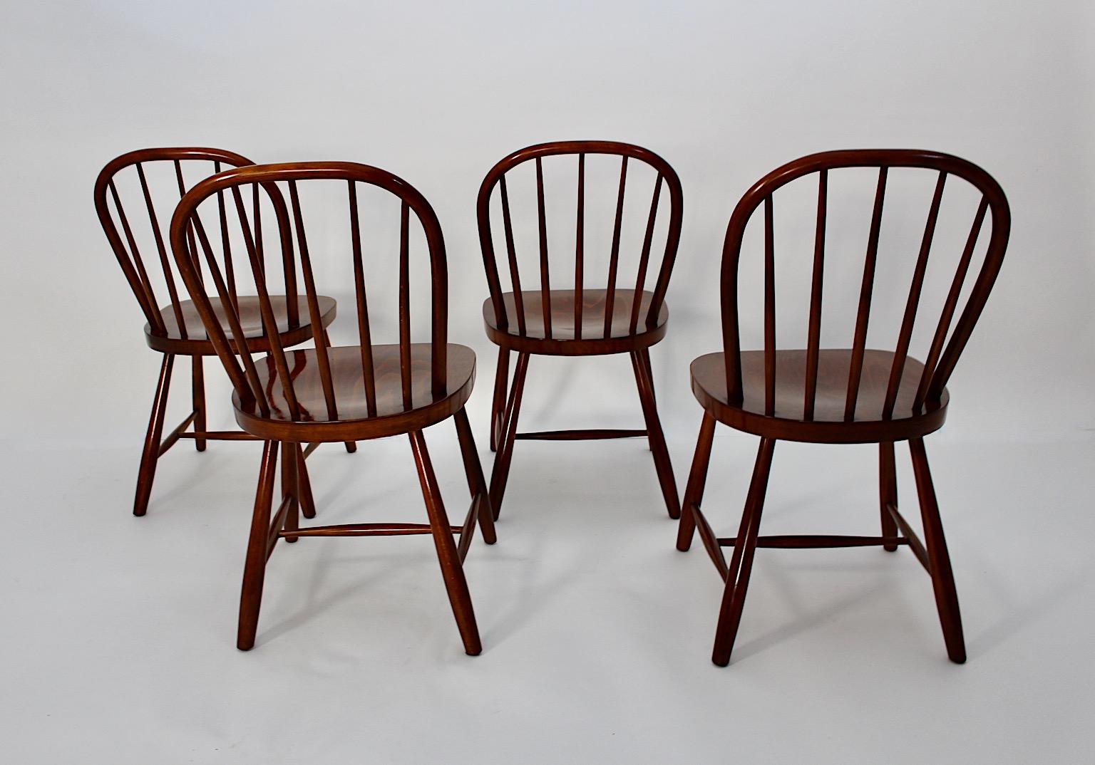 Art Deco Vintage Beech Windsor Dining Room Chairs Four Josef Frank 1920s Vienna For Sale 2