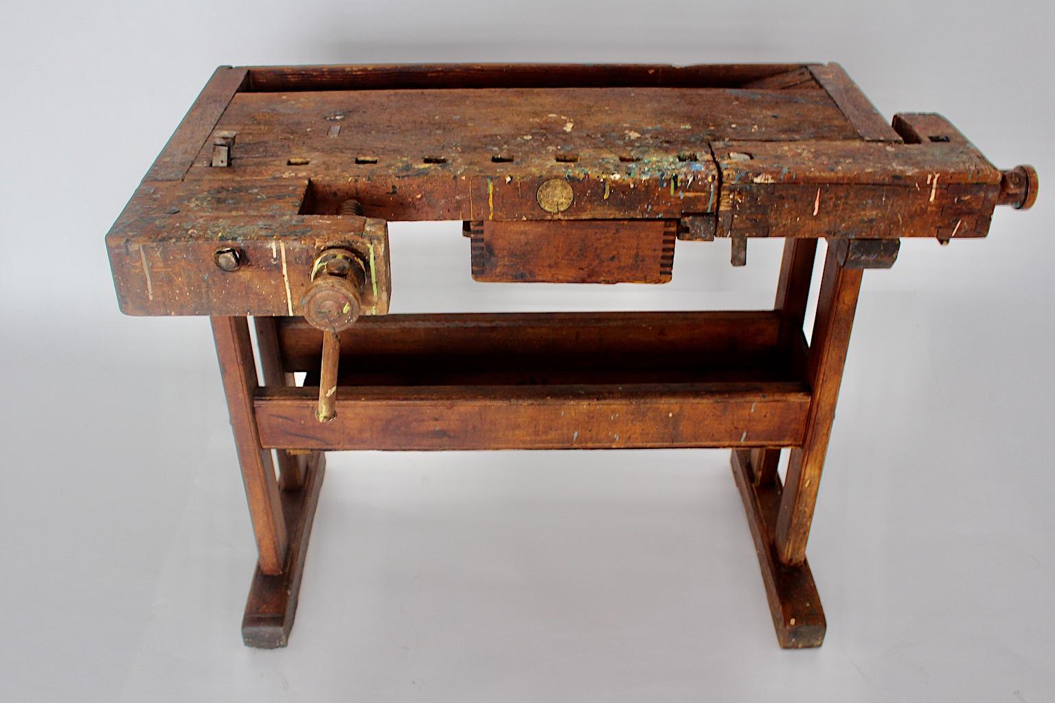 Art Deco Beech Workbench by Johann Weiss Sohn Wien Tool Factory, circa 1920s 5
