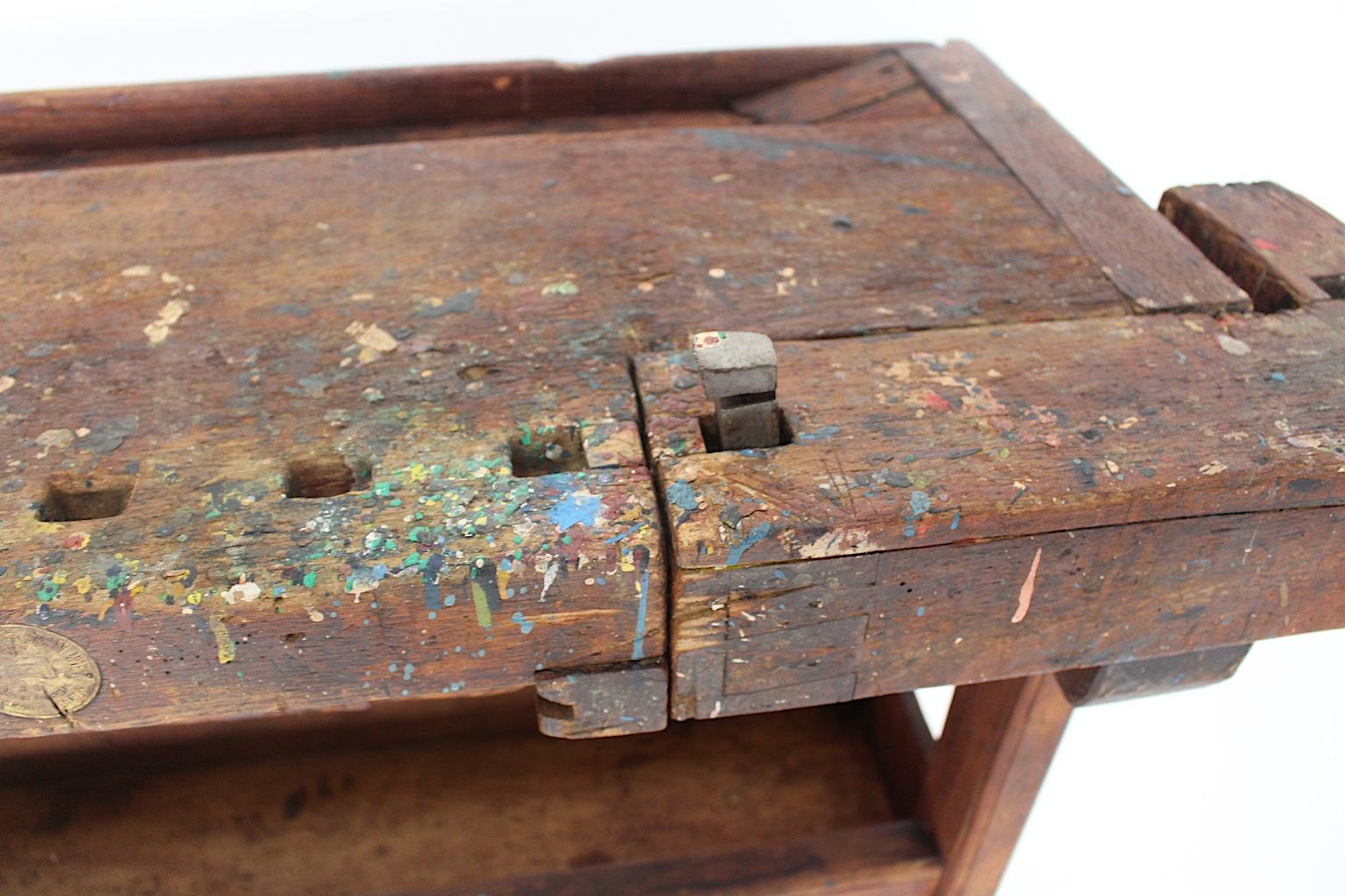 Art Deco Beech Workbench by Johann Weiss Sohn Wien Tool Factory, circa 1920s 10