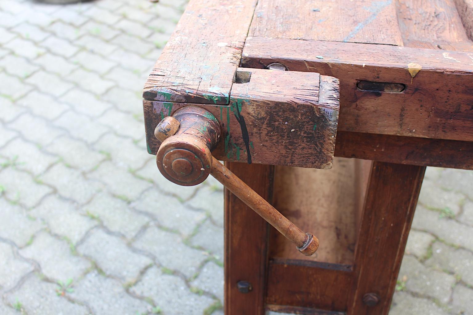 Art Deco Beech Workbench by Johann Weiss Sohn Wien Tool Factory, circa 1920s 11