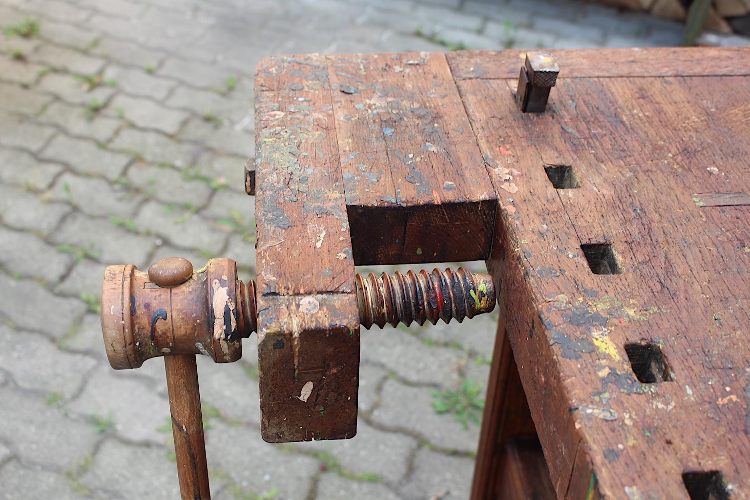 Art Deco Beech Workbench by Johann Weiss Sohn Wien Tool Factory, circa 1920s 12