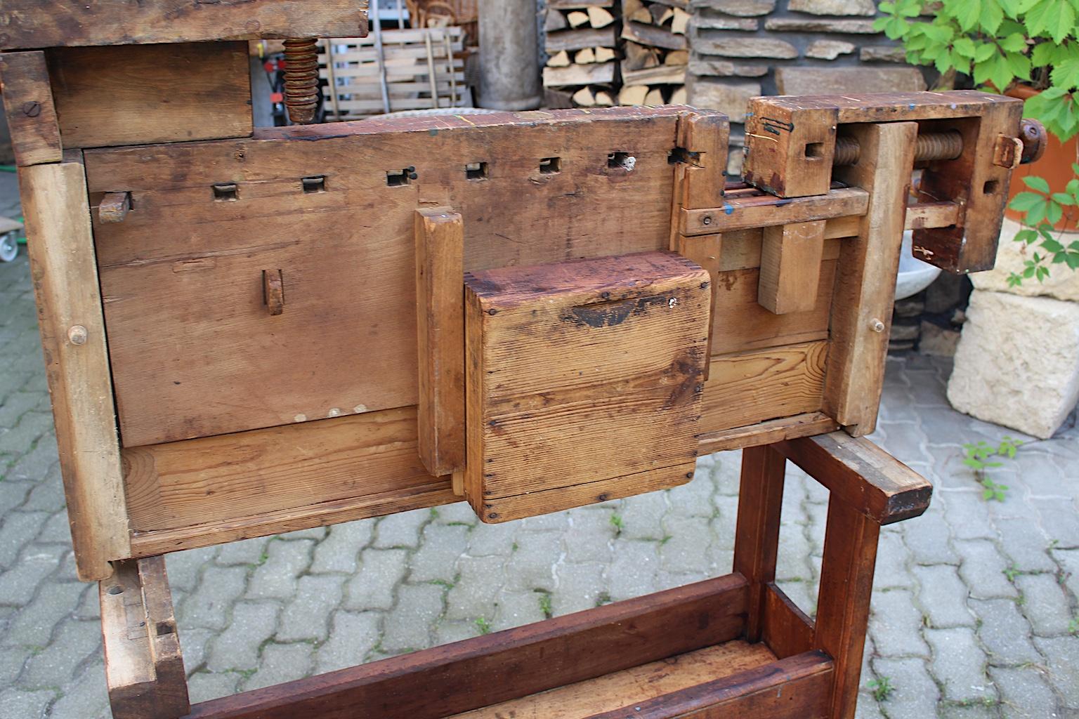 Art Deco Beech Workbench by Johann Weiss Sohn Wien Tool Factory, circa 1920s 15