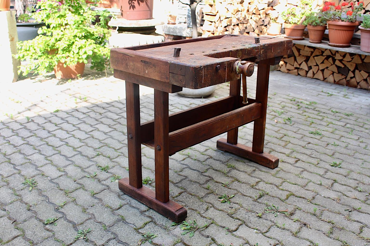 Austrian Art Deco Beech Workbench by Johann Weiss Sohn Wien Tool Factory, circa 1920s