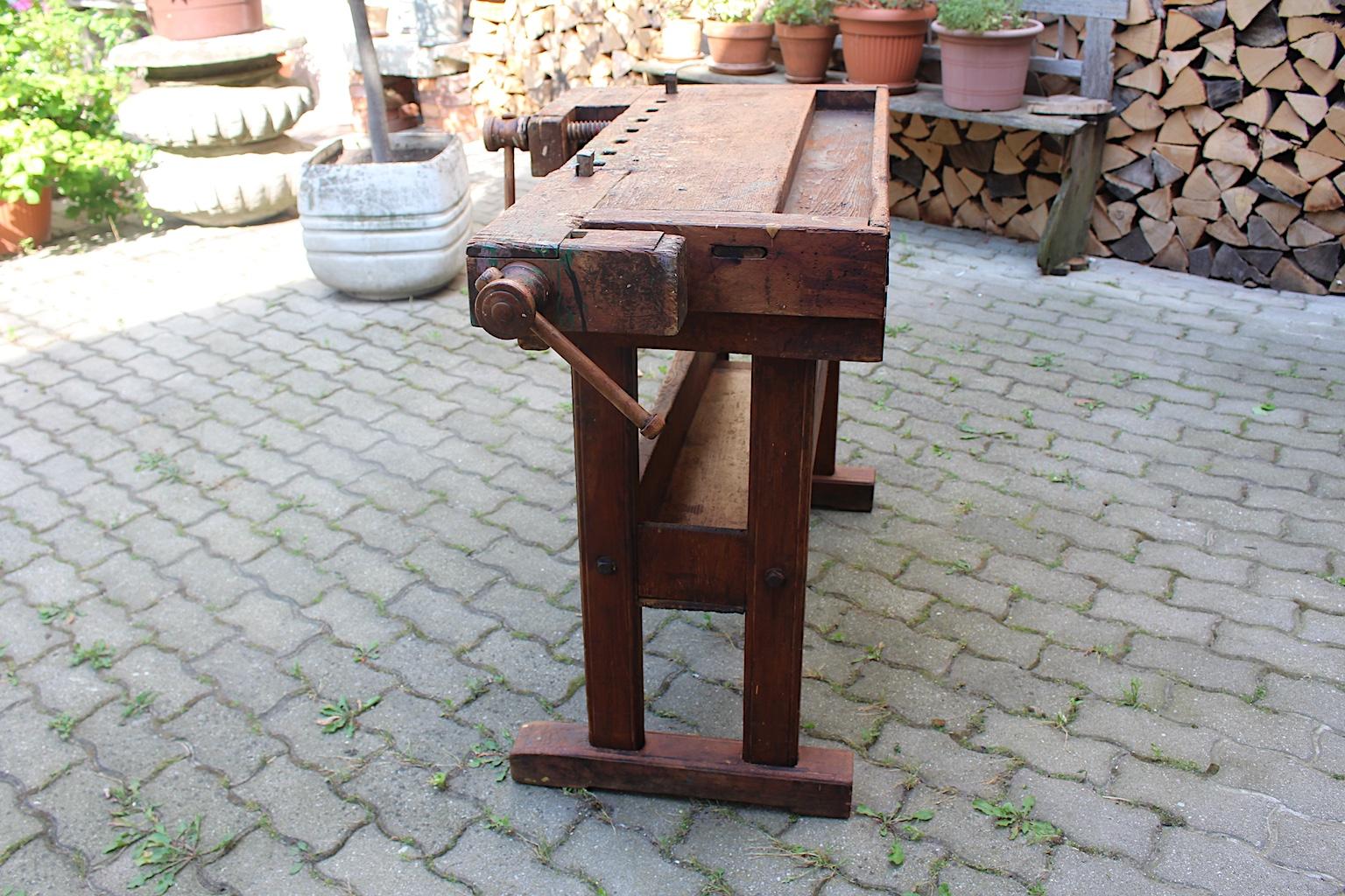 Early 20th Century Art Deco Beech Workbench by Johann Weiss Sohn Wien Tool Factory, circa 1920s