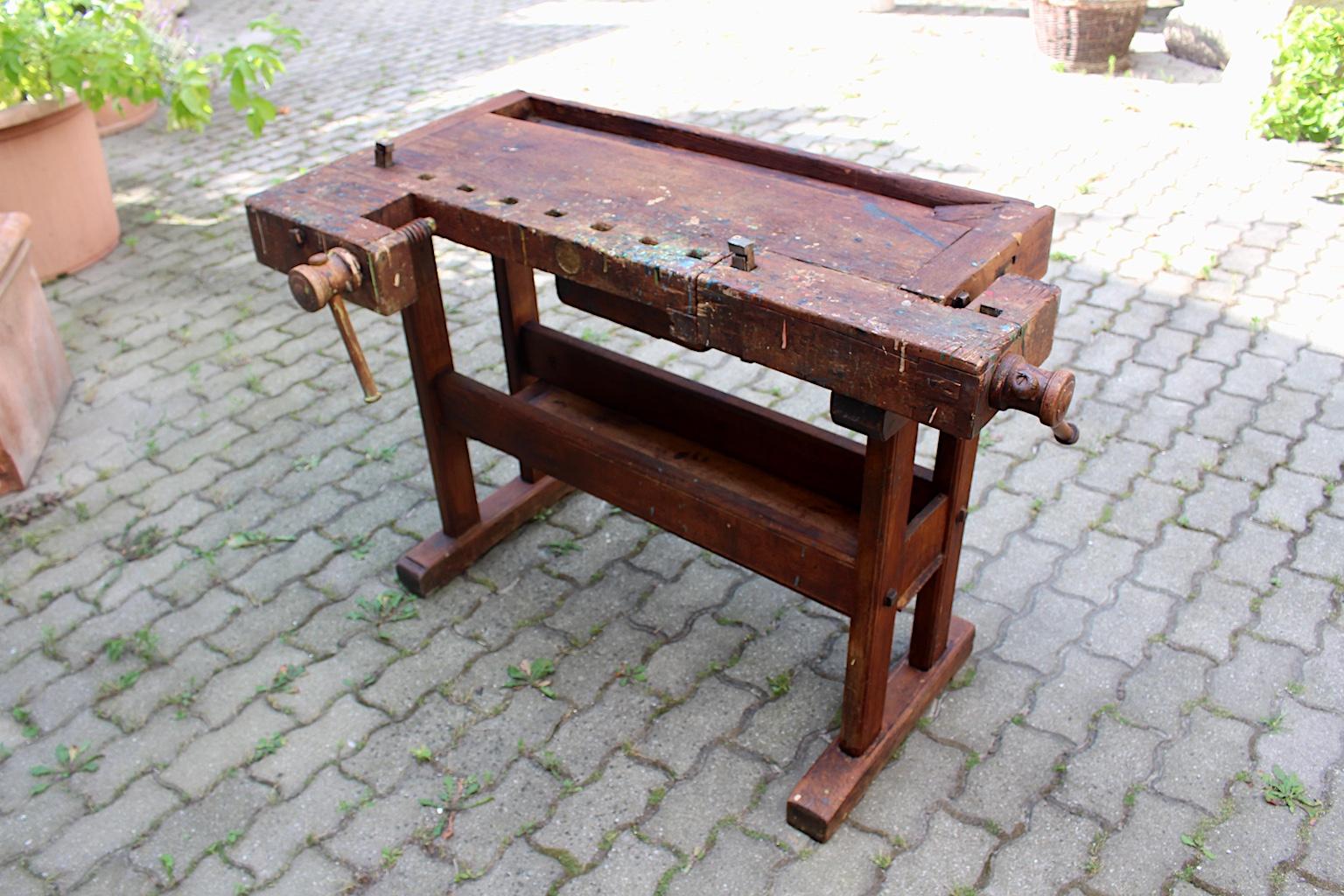 Art Deco Beech Workbench by Johann Weiss Sohn Wien Tool Factory, circa 1920s 1