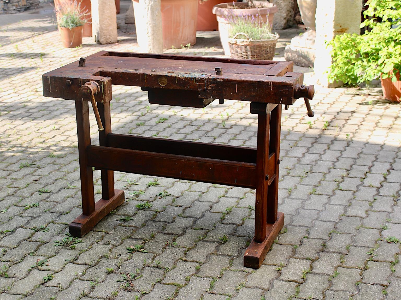 Art Deco Beech Workbench by Johann Weiss Sohn Wien Tool Factory, circa 1920s 4