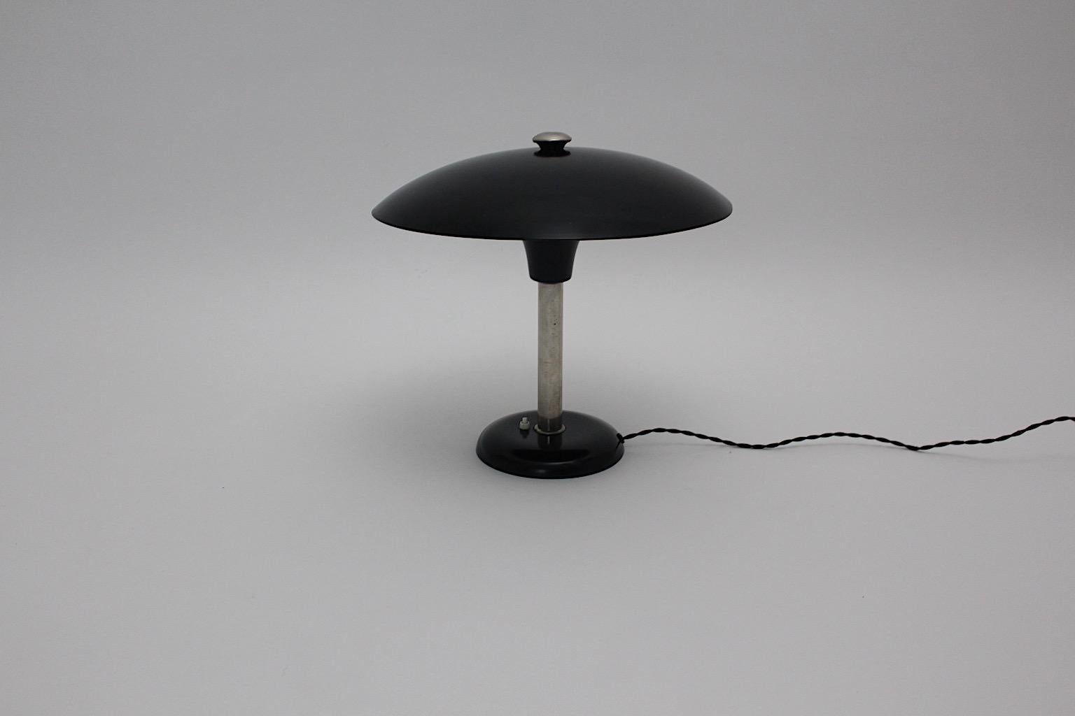 Mid-20th Century Art Deco Vintage Black Chrome Table Lamp Desk Lamp Max Schumacher, 1934, Germany For Sale