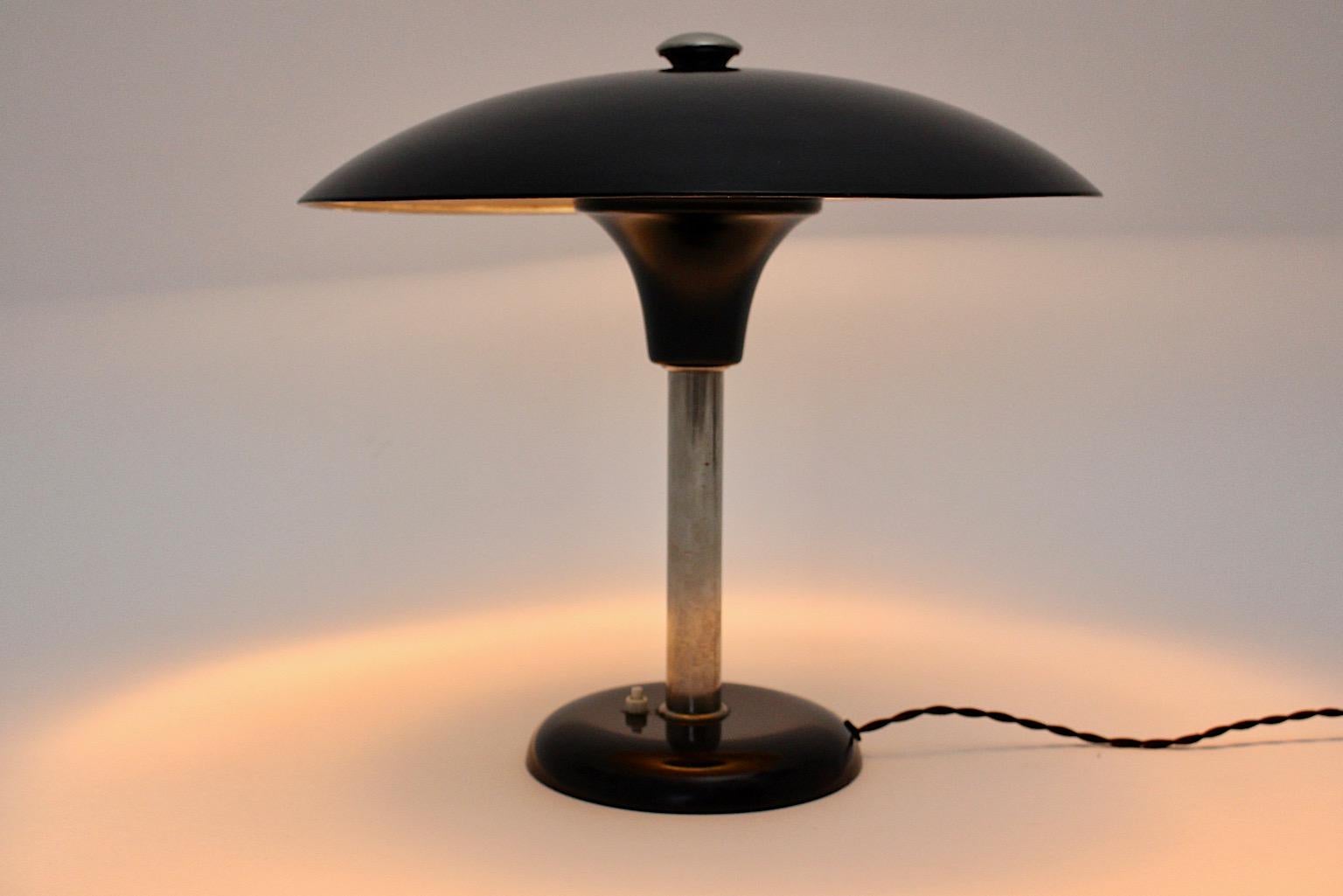 Art Deco Vintage Black Chrome Table Lamp Desk Lamp Max Schumacher, 1934, Germany For Sale 1