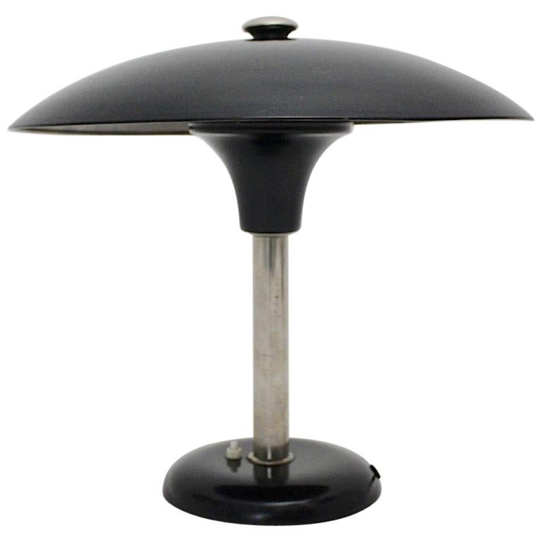 Art Deco Vintage Black Chrome Table Lamp Desk Lamp Max Schumacher, 1934, Germany For Sale