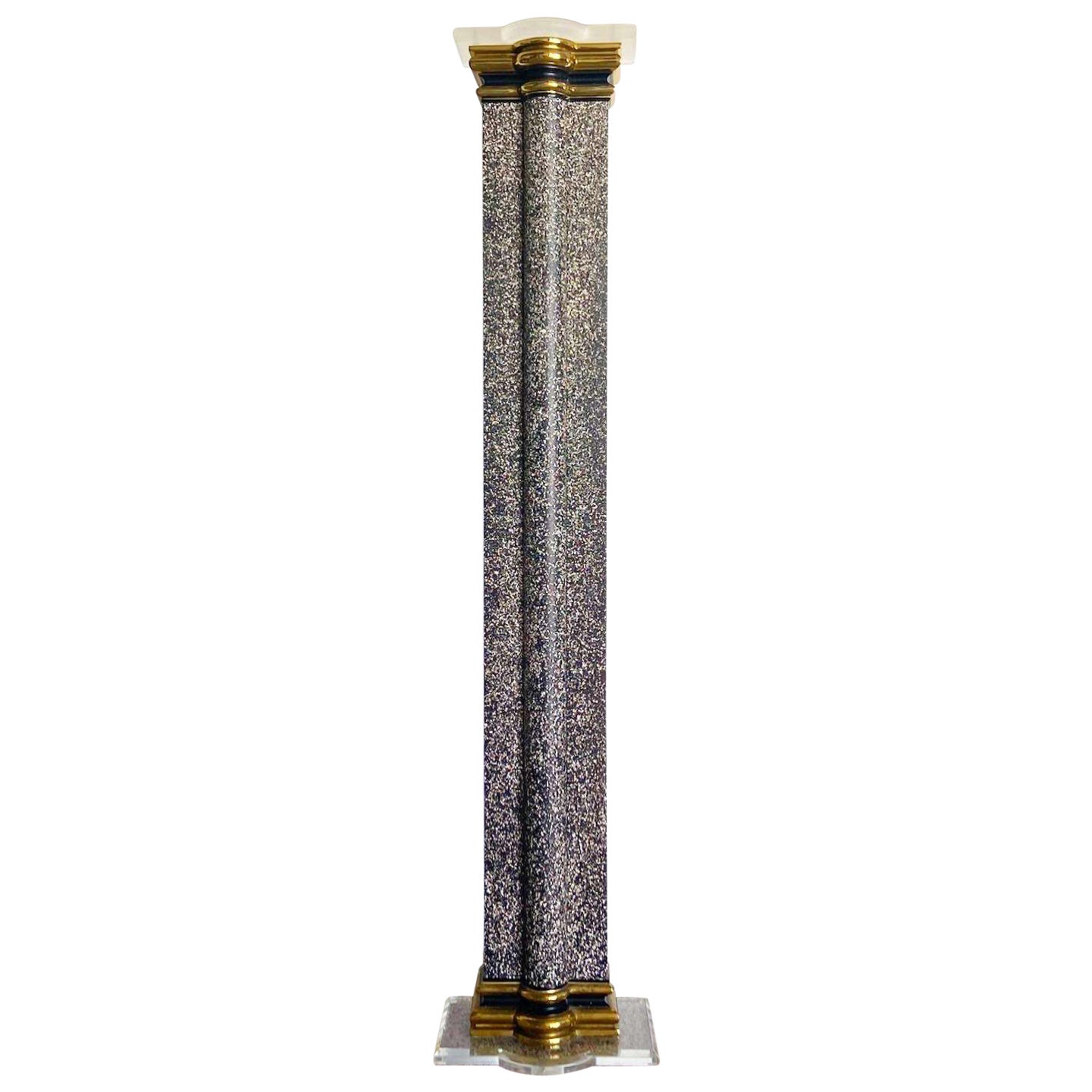 Art Deco Vintage Schwarz Weiß und Gold Torchiere Stehleuchte im Angebot