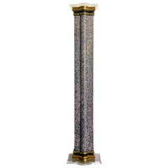 Art Deco Vintage Schwarz Weiß und Gold Torchiere Stehleuchte