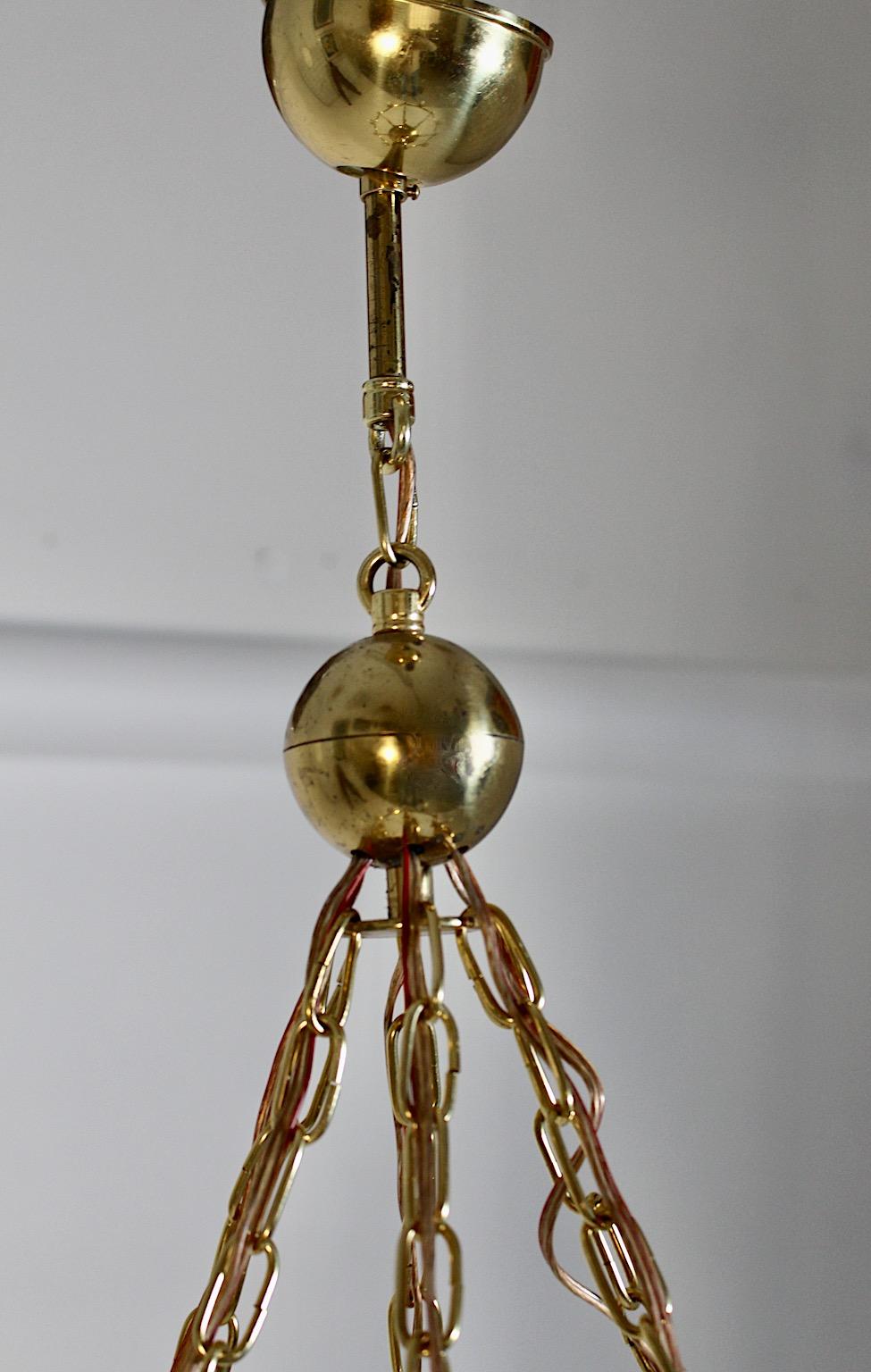 Lampadario circolare in ottone Art of Vintage stile Dagobert Peche 1920s Vienna in vendita 8