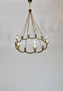 Art Deco Vintage Brass Circular Chandelier Style Dagobert Peche 1920s Vienna