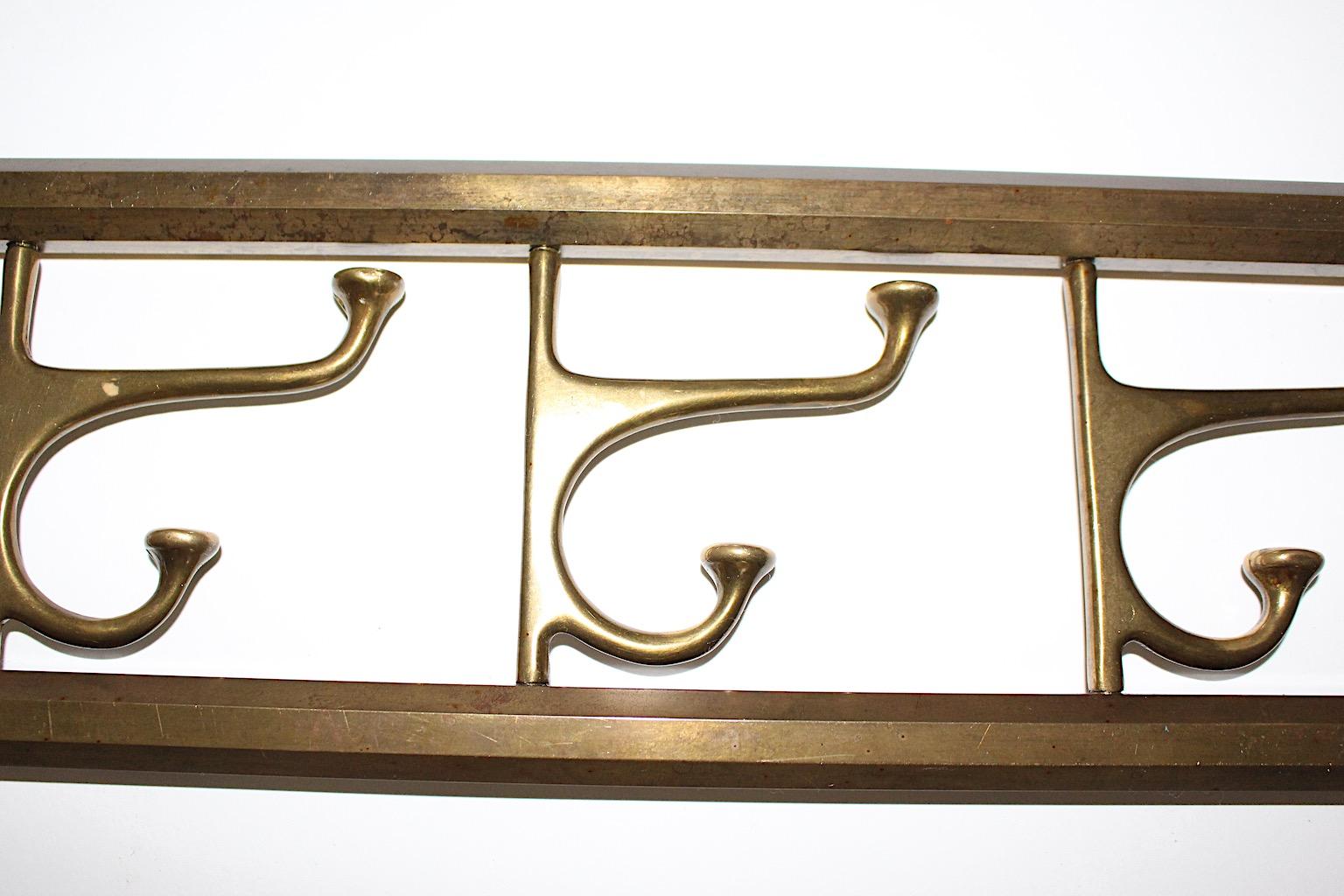 Art Deco Vintage Brass Coat Hooks or Coat Rack or Towel Rack 1930s Austria 3