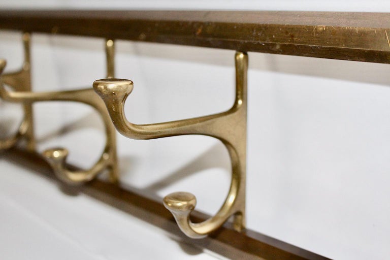 Art Deco Vintage Brass Coat Hooks or Coat Rack or Towel Rack 1930s