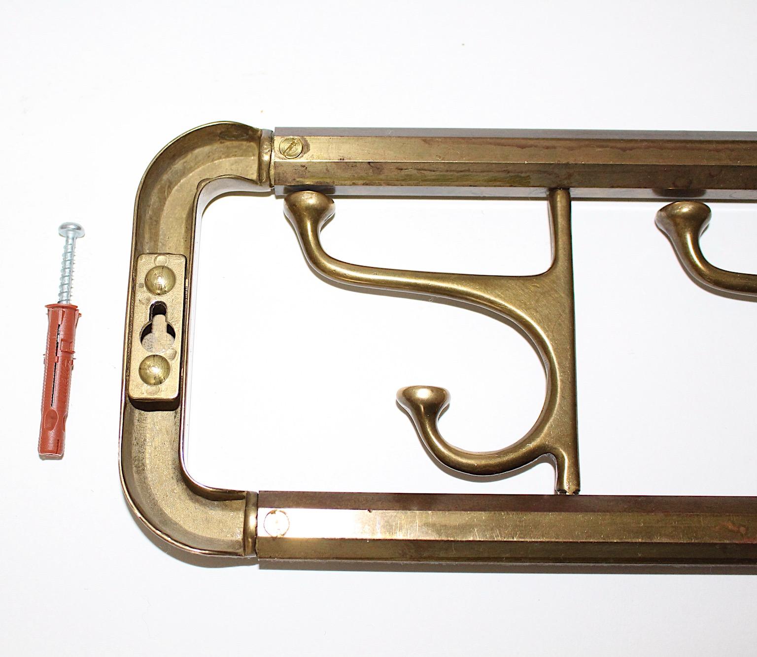Art Deco Vintage Brass Coat Hooks or Coat Rack or Towel Rack 1930s Austria 7