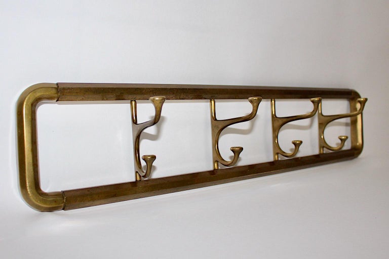 Art Deco Vintage Brass Coat Hooks or Coat Rack or Towel Rack 1930s