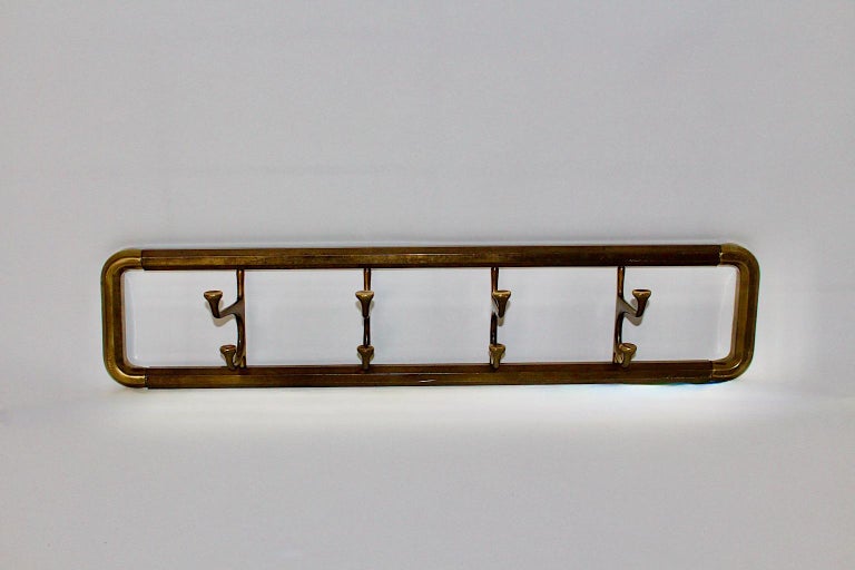 Art Deco Vintage Brass Coat Hooks or Coat Rack or Towel Rack 1930s