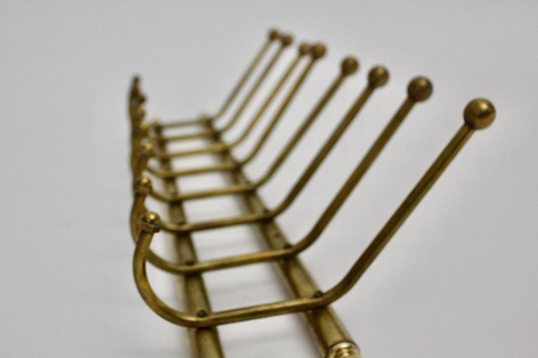 Art Deco Vintage Brass Coat Rack Reling Wall Hooks, 1930s, Austria For ...