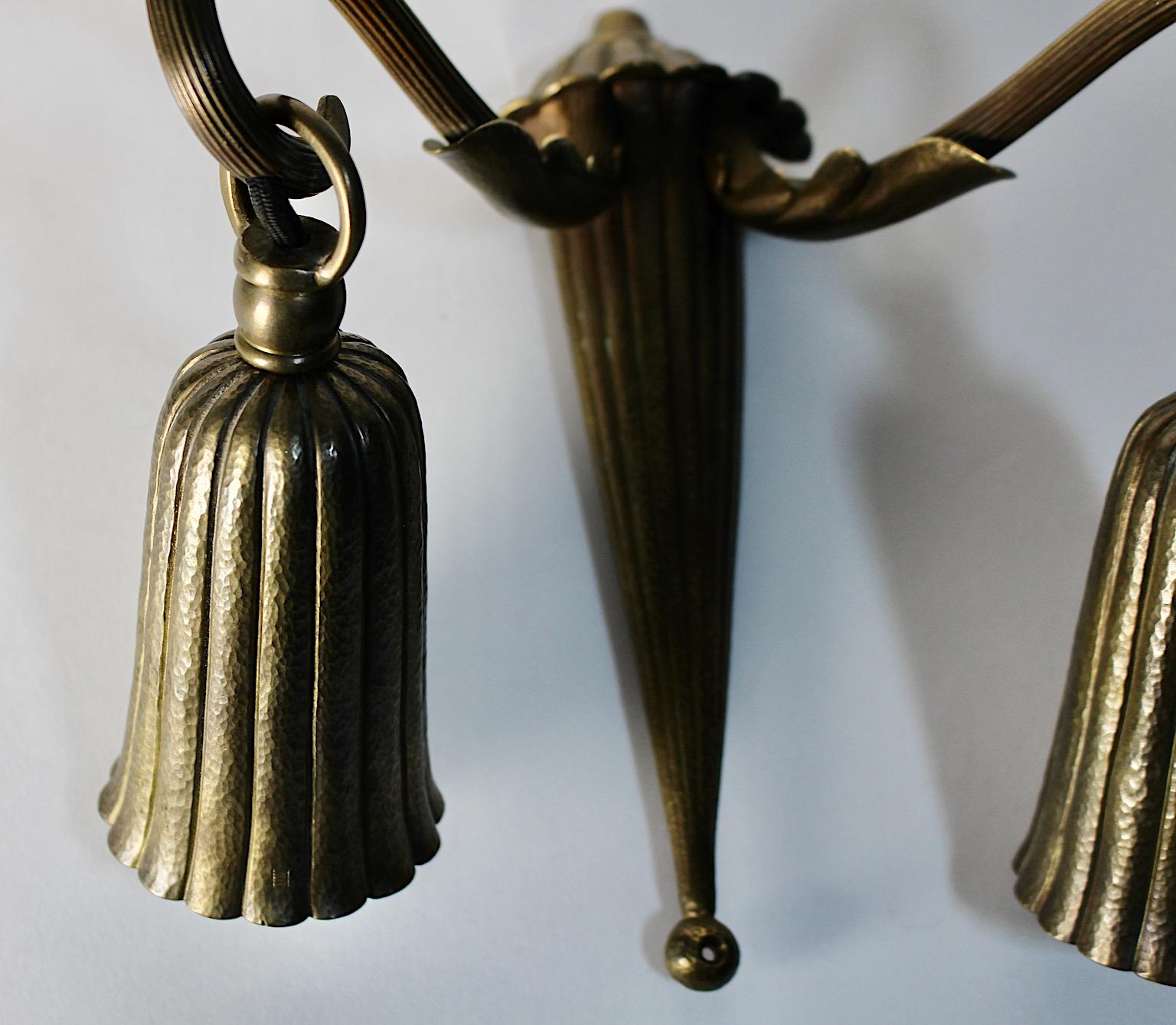 Art Deco Vintage Brass Sconce Wall Lighting, 1930s, Austria For Sale 2