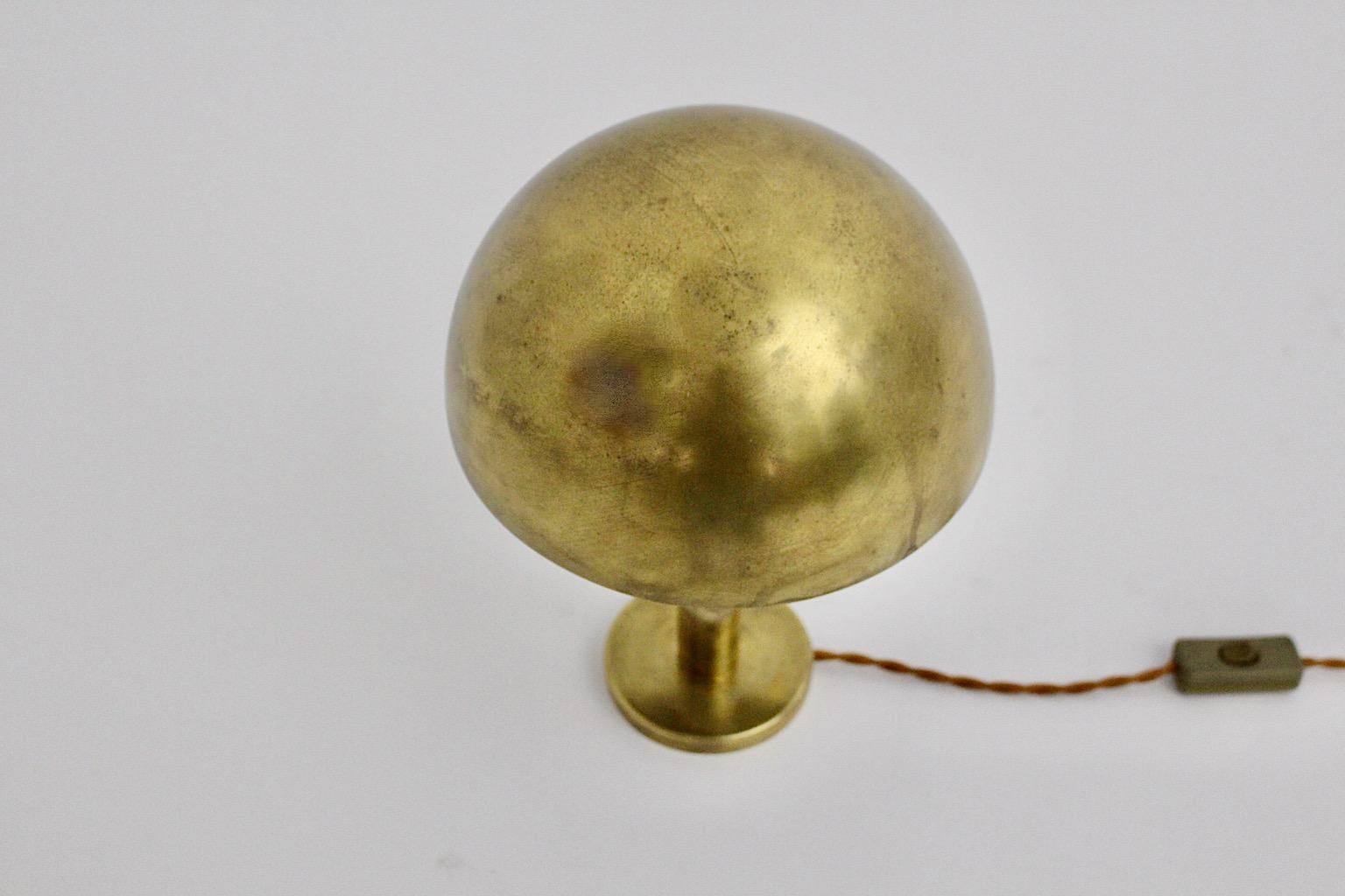 Austrian Art Deco Vintage Brass Table Lamp Mushroom, circa 1930, Austria