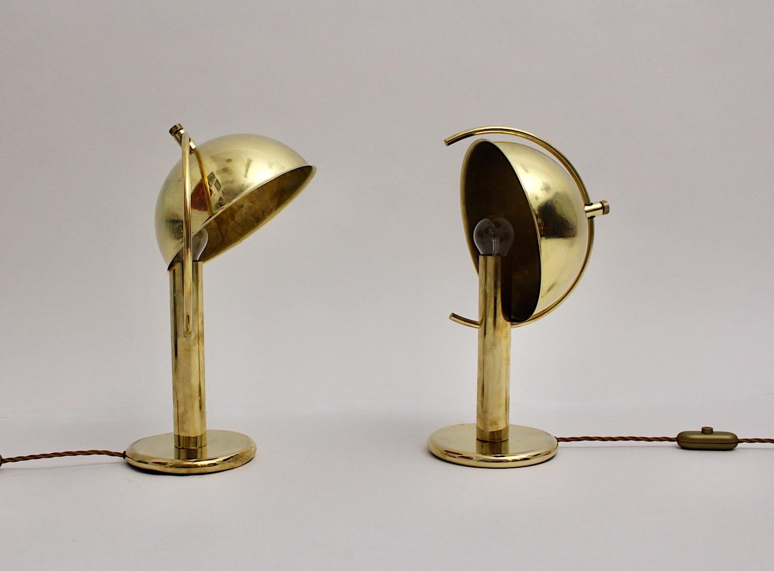 Art Deco Vintage Brass Table Lamps Nightstand Lamps Mushroom 1930s Sweden For Sale 7