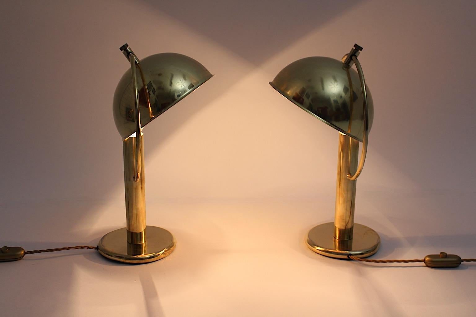 Art Deco Vintage Brass Table Lamps Nightstand Lamps Mushroom 1930s Sweden For Sale 8