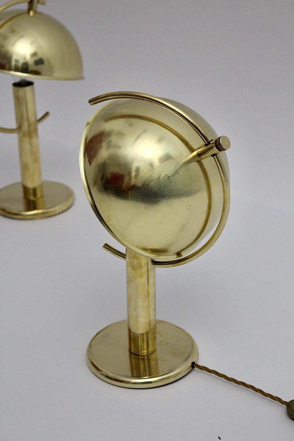 Art Deco Vintage Brass Table Lamps Nightstand Lamps Mushroom 1930s Sweden For Sale 9