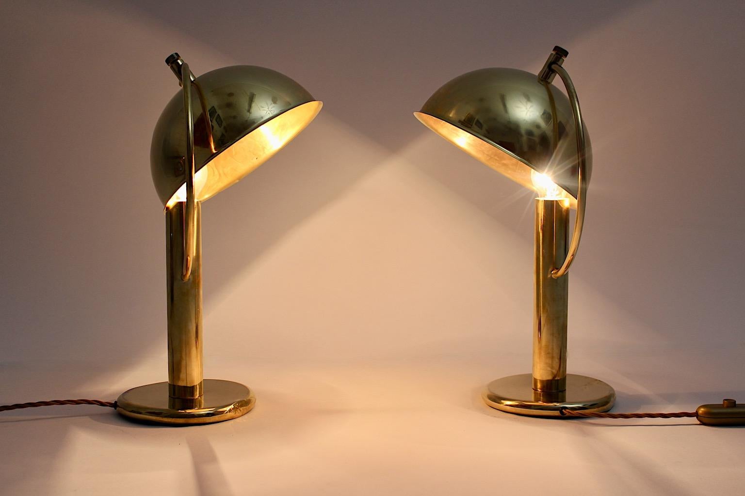 Art Deco Vintage Brass Table Lamps Nightstand Lamps Mushroom 1930s Sweden In Good Condition For Sale In Vienna, AT