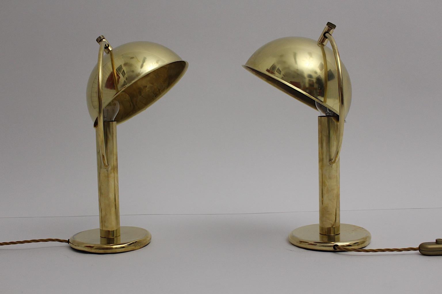 Art Deco Vintage Brass Table Lamps Nightstand Lamps Mushroom 1930s Sweden For Sale 2