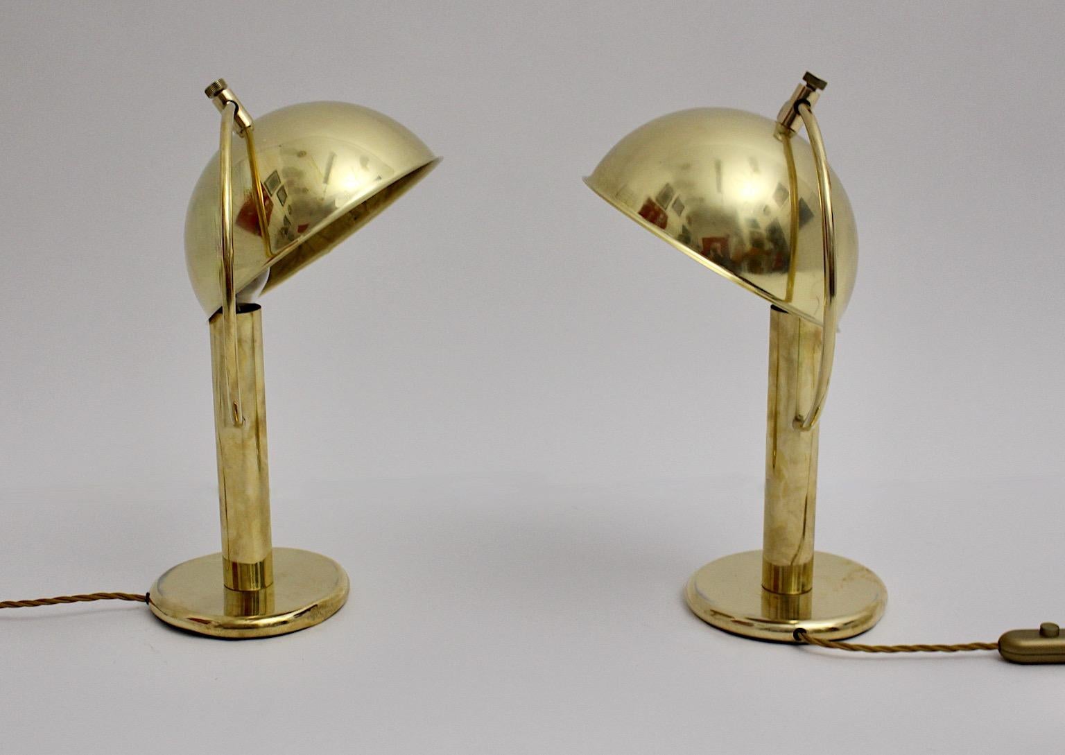 Art Deco Vintage Brass Table Lamps Nightstand Lamps Mushroom 1930s Sweden For Sale 3