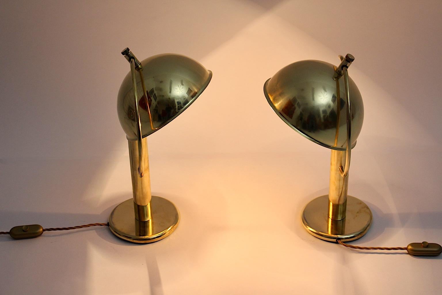 Art Deco Vintage Brass Table Lamps Nightstand Lamps Mushroom 1930s Sweden For Sale 4