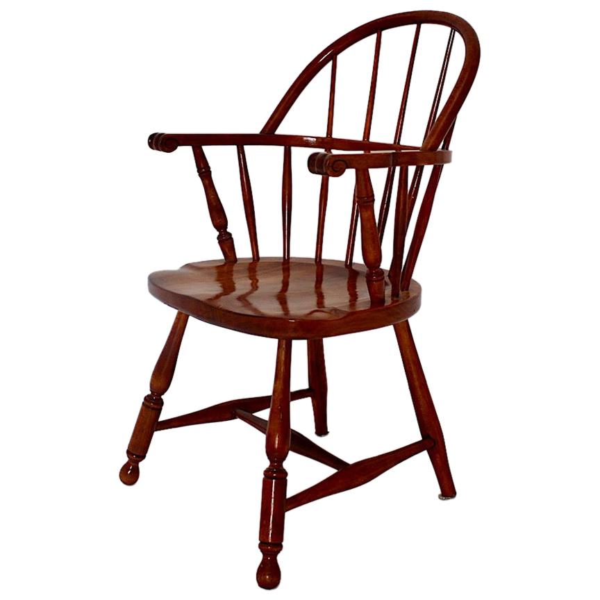 Art Deco Vintage Brown Beech Armchair Windsor Chair Josef Frank, Austria For Sale