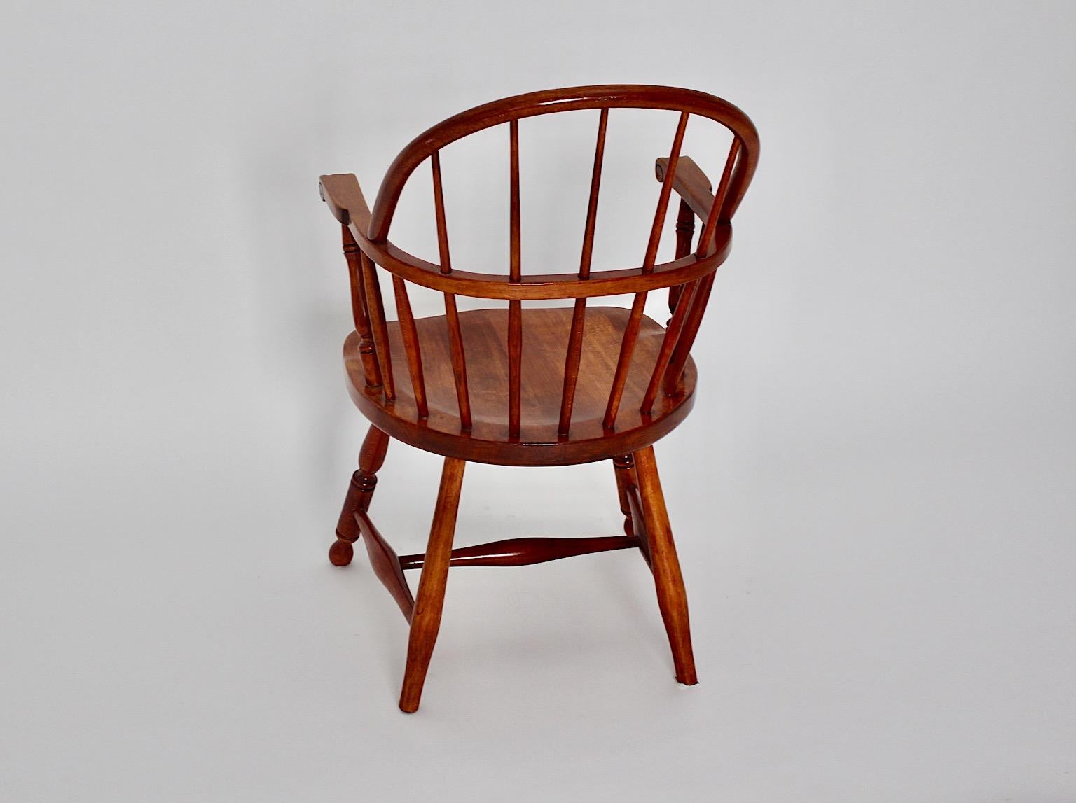 Art Deco Vintage Brown Beech Armchair Windsor Chair Josef Frank, Austria For Sale 5
