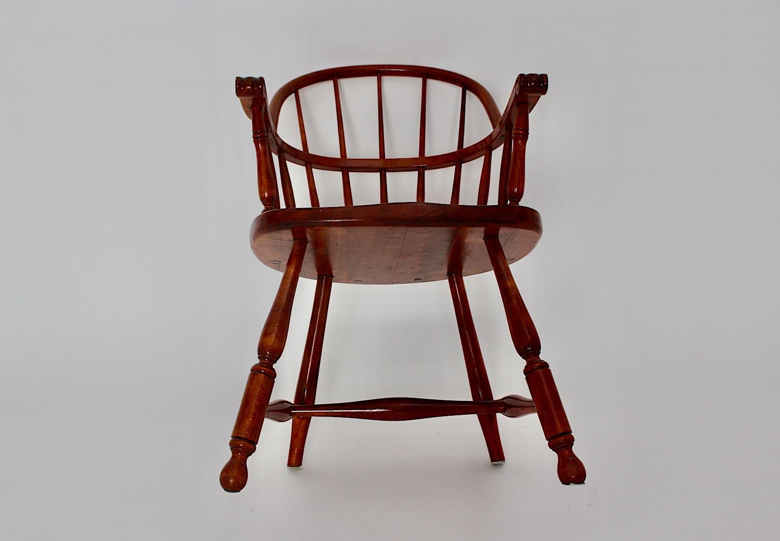 Art Deco Vintage Brown Beech Armchair Windsor Chair Josef Frank, Austria For Sale 6