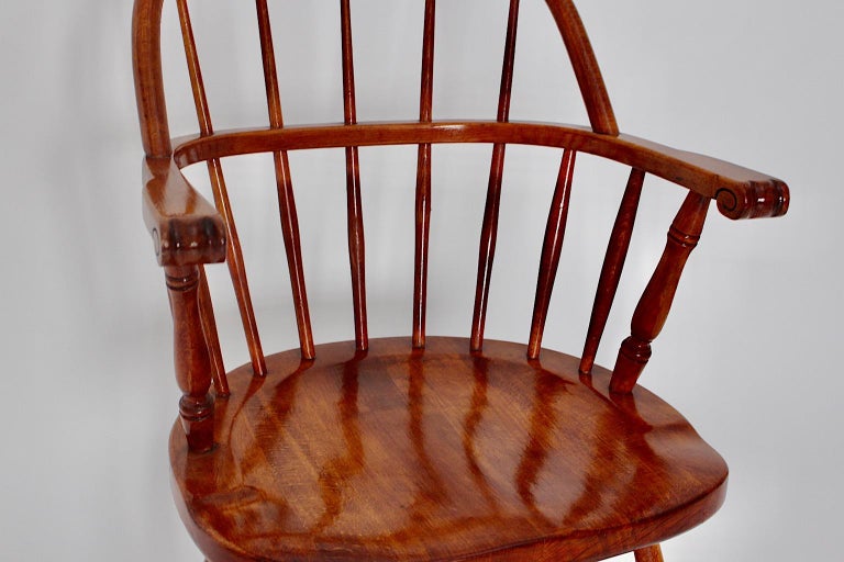 Art Deco Vintage Brown Beech Armchair Windsor Chair Josef Frank, Austria For Sale 9