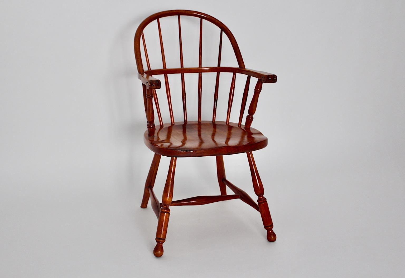Art Deco Vintage Brown Beech Armchair Windsor Chair Josef Frank, Austria For Sale 7