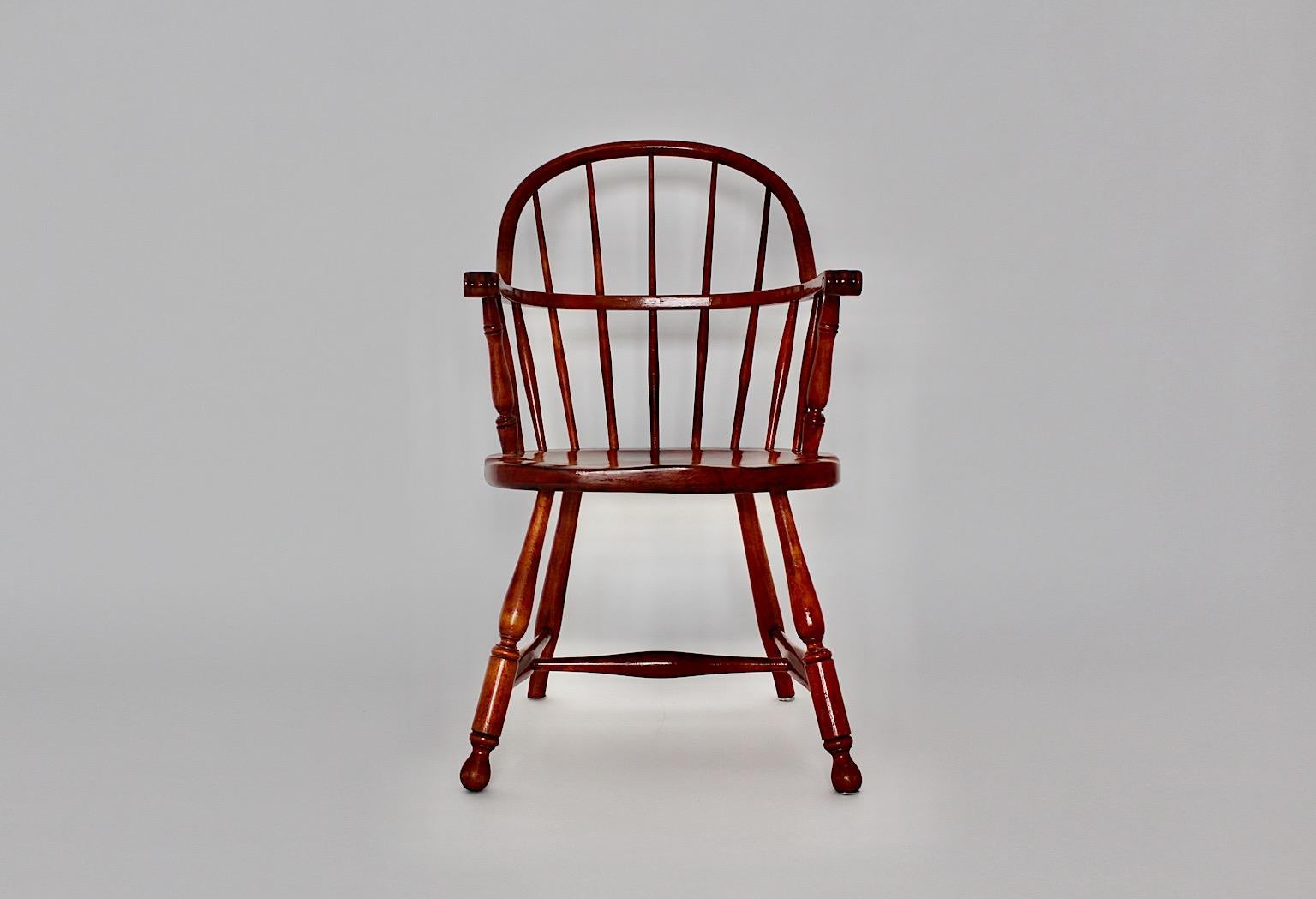 Art Deco Vintage Brown Beech Armchair Windsor Chair Josef Frank, Austria For Sale 10