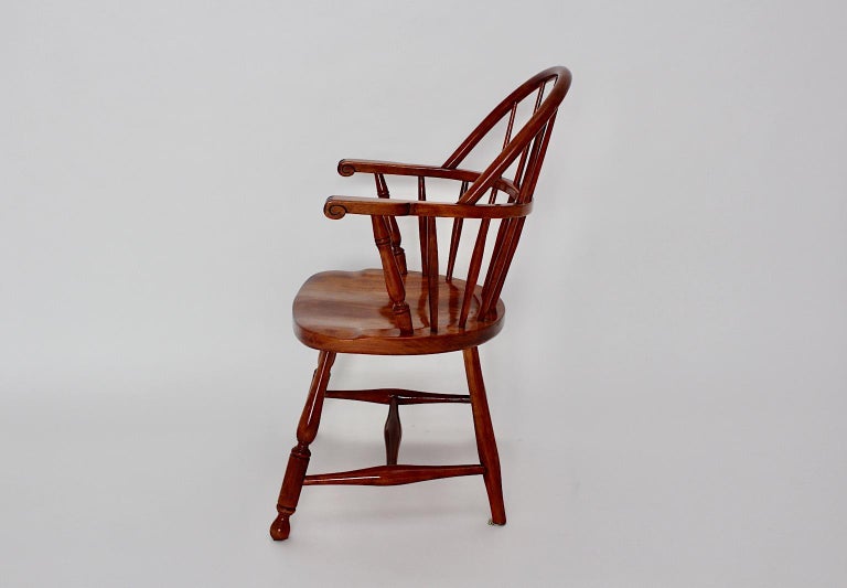 Art Deco Vintage Brown Beech Armchair Windsor Chair Josef Frank, Austria For Sale 2
