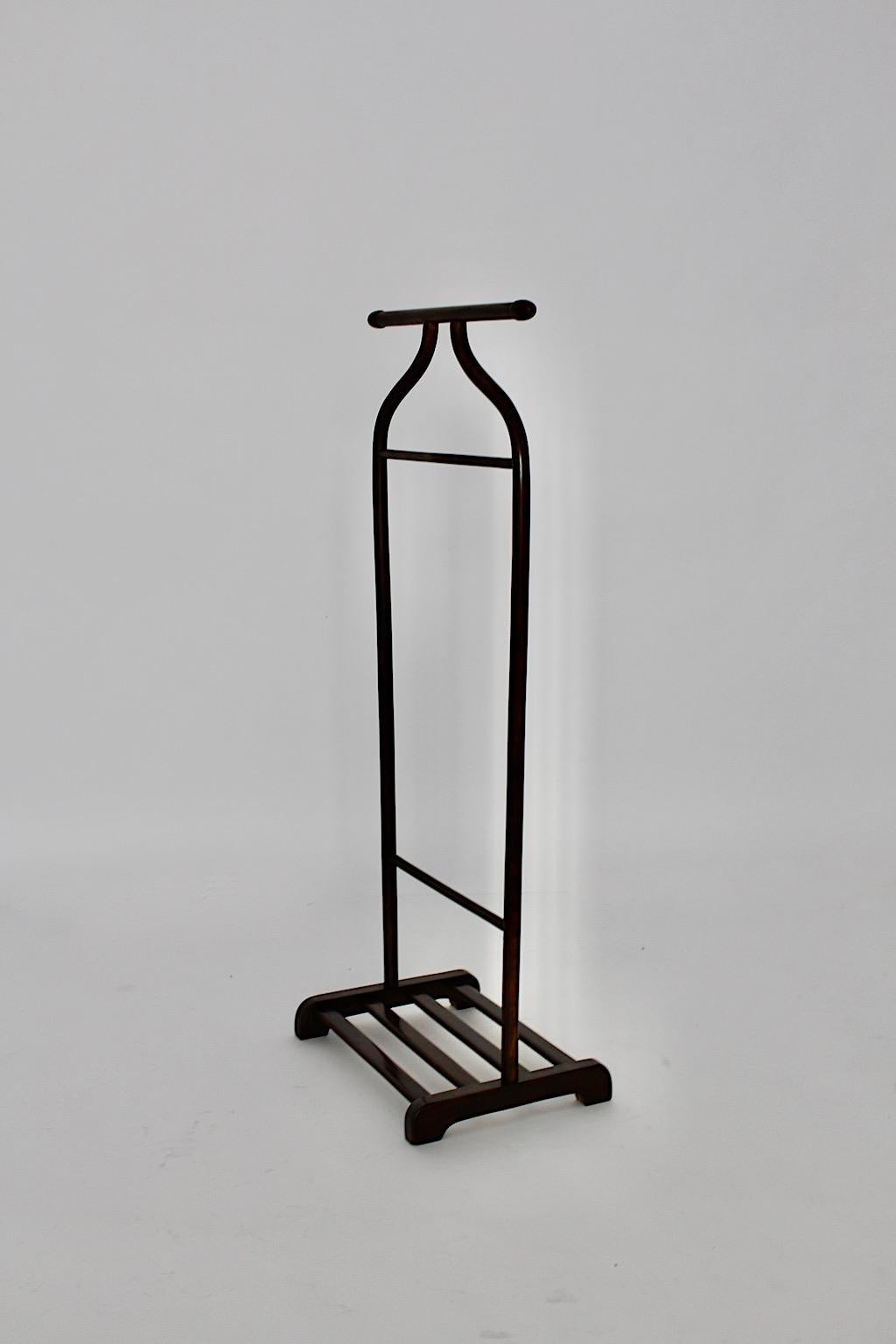 Art Deco Vintage Brown Beech Gebr, Thonet Valet Coat Rack 1920s Vienna For Sale 1