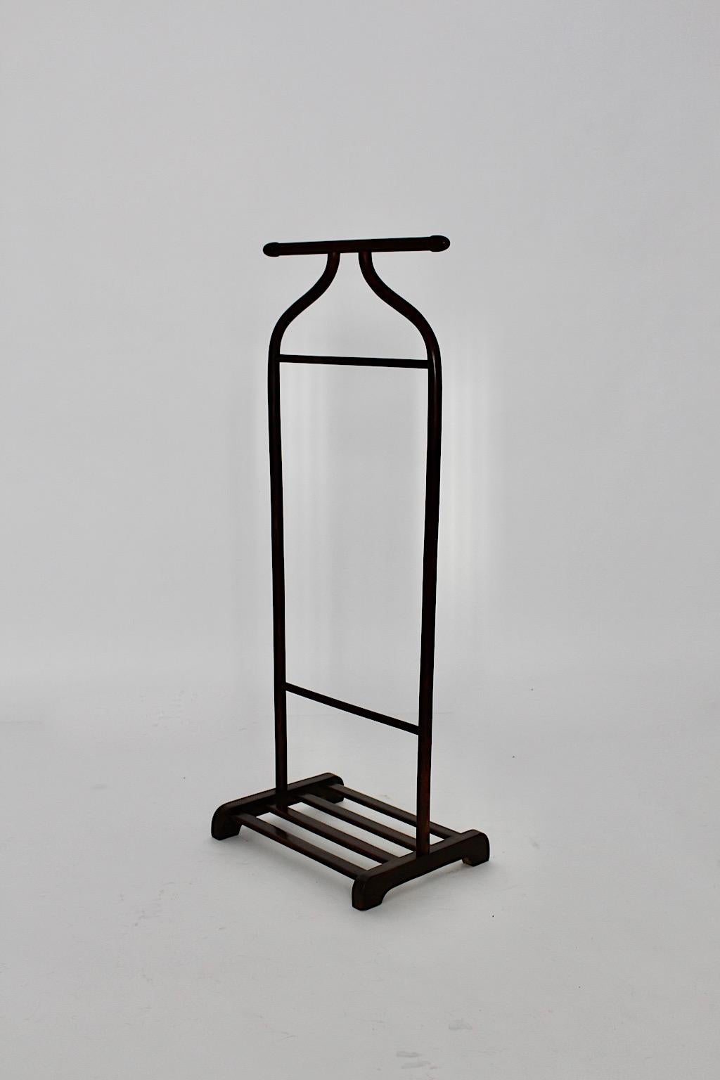 Art Deco Vintage Brown Beech Gebr, Thonet Valet Coat Rack 1920s Vienna For Sale 2