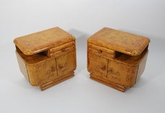Art of Vintage Comodini in pioppo marrone Coppia Duo 1930 Vienna