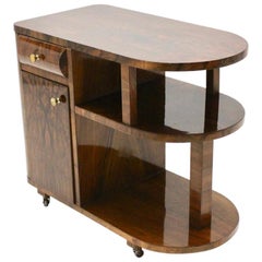 Art Deco Vintage Brown Walnut Bar Cart Vienna, circa 1930