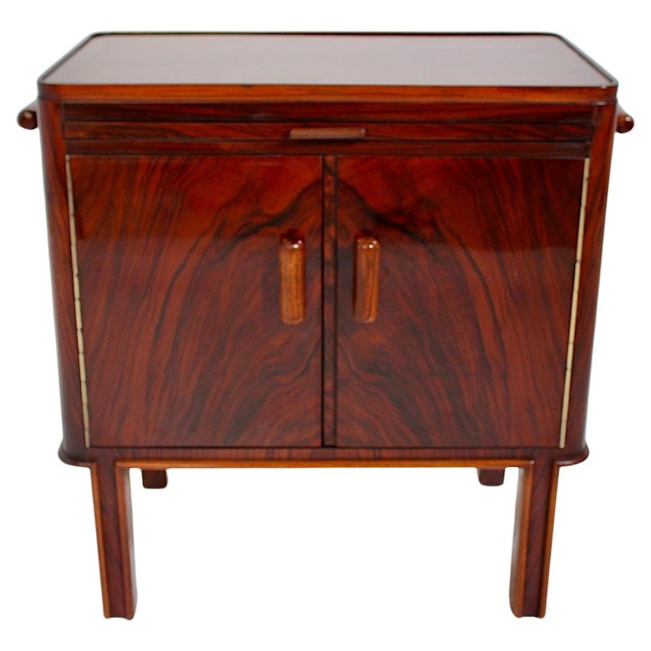 Art Deco Vintage Brown Walnut Chest with Interior Freestanding 1930s Vienna