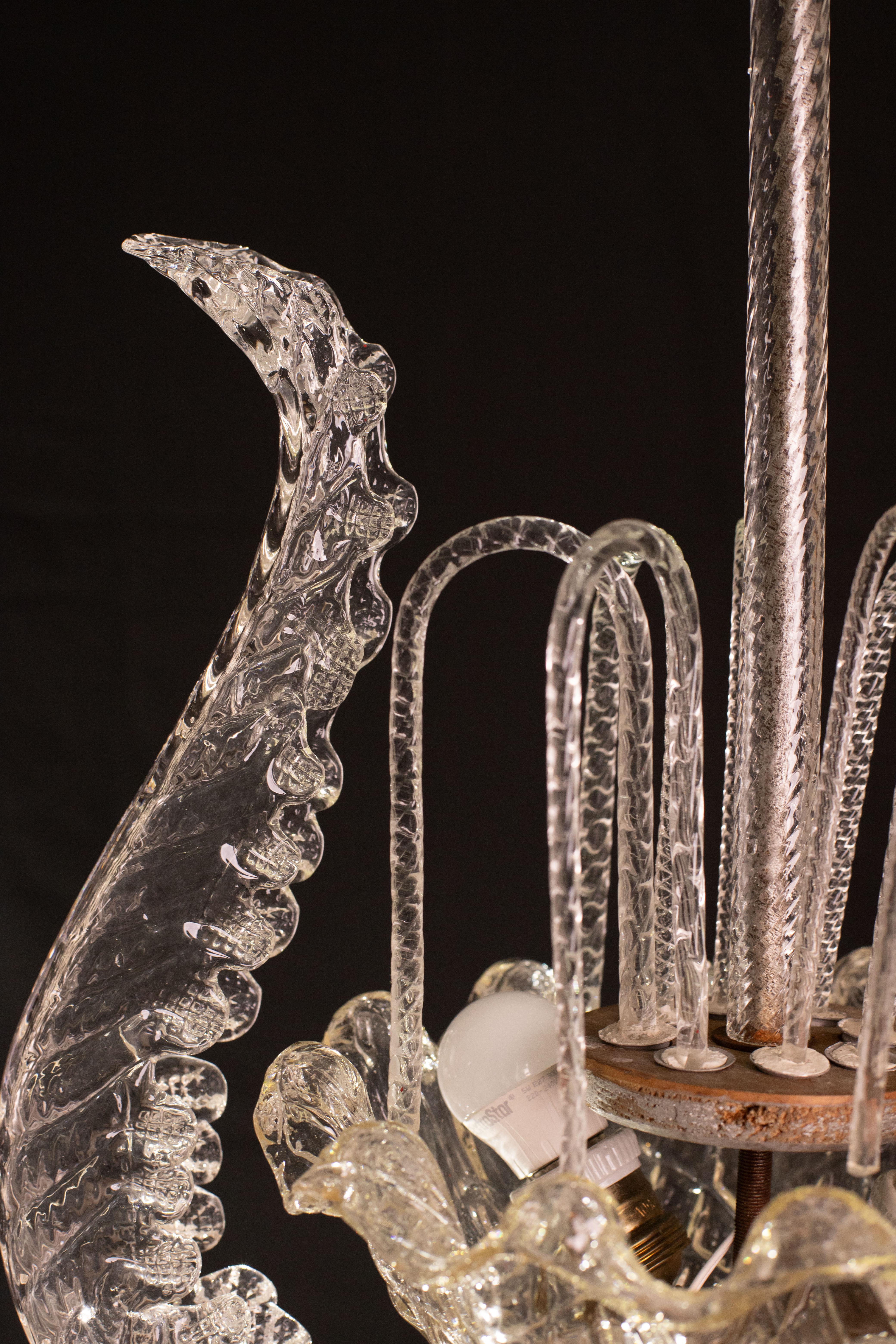 Art Decò Vintage Chandelier By Barovier e Toso, Murano Glass, 1940 For Sale 5