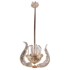 Art Decò Vintage Chandelier By Barovier e Toso, Murano Glass, 1940