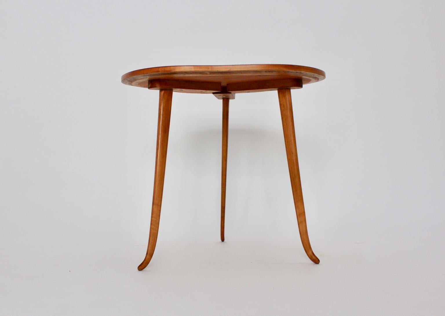 Art Deco Vintage Cherry Side Table by Josef Frank for Haus and Garten Austria 8