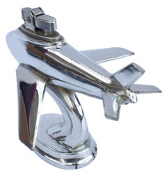 Art Deco Vintage Chrome Airplane Table Lighter